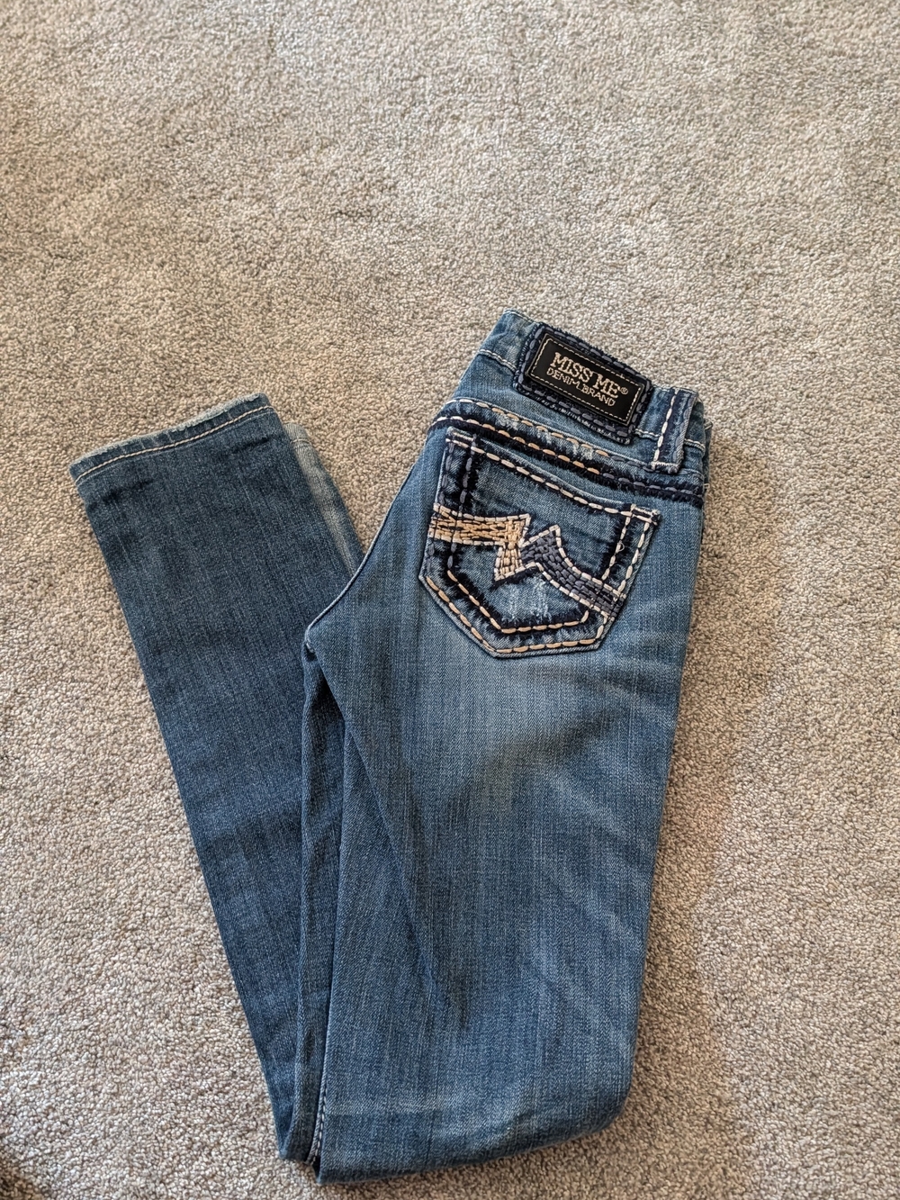 Miss Me Blue Skinny Jeans with Embroidered Back Pocket